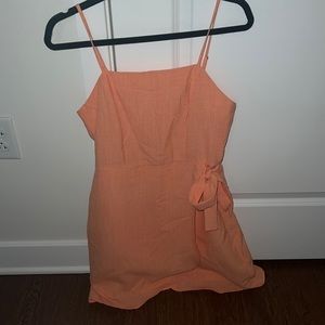 Altar’d state coral linen wrap dress